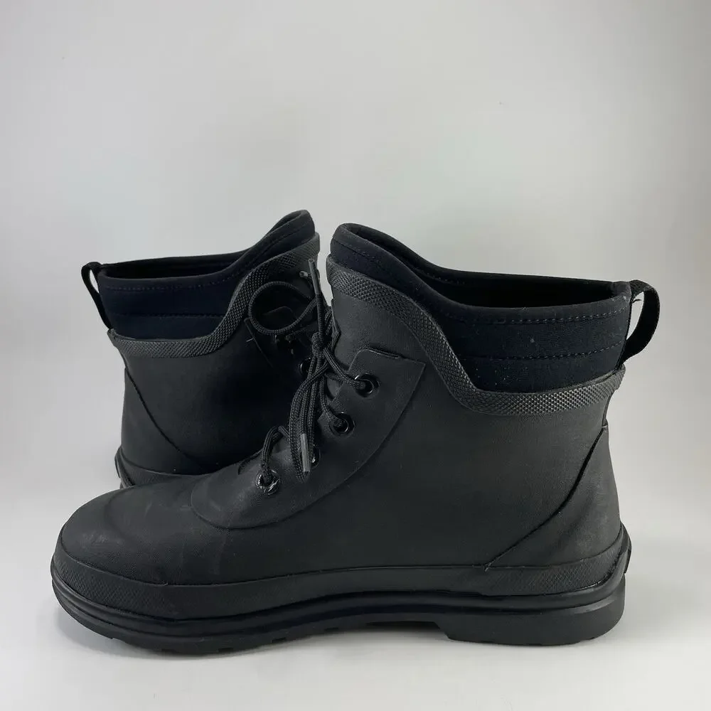 Muck Boots All Cast Lace Up Duck Boot Black Waterproof Neoprene Mens Size 11